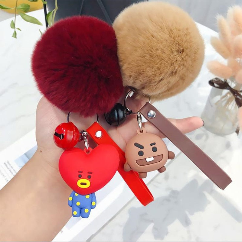 2023 Colorful 7cm Mini Cute Pom Sakura Keychain With Mink Furry Luxury Fur  Ball Handbag Accessories - ursfur