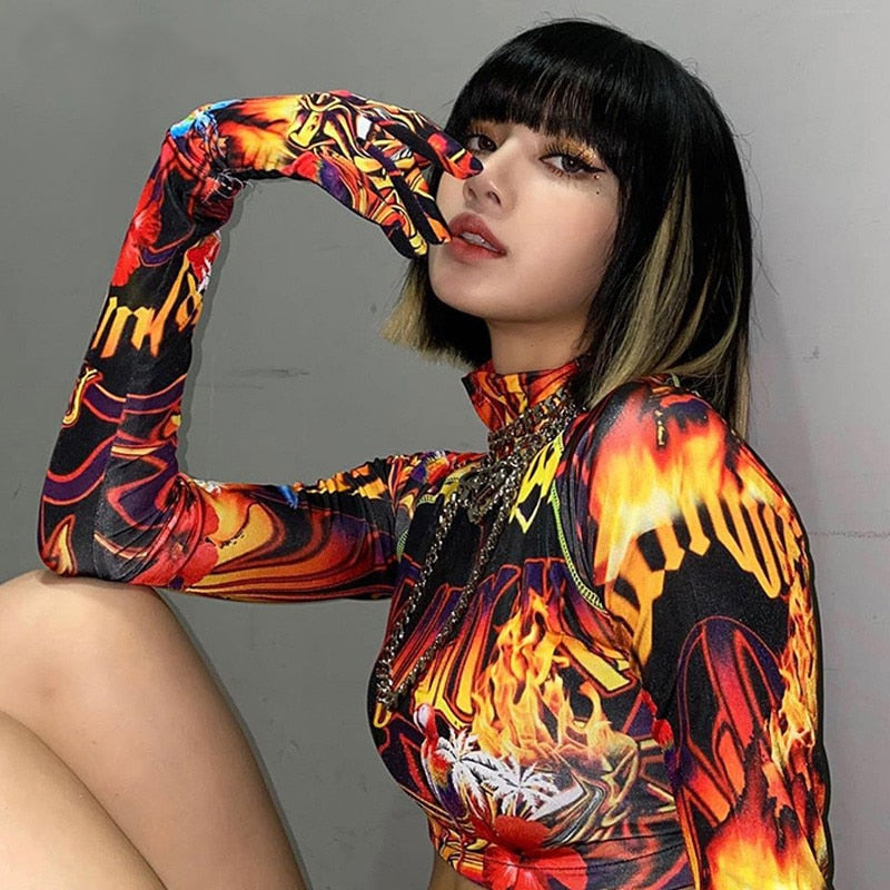 Lisa Flame Long Sleeve Sexy Streetwear