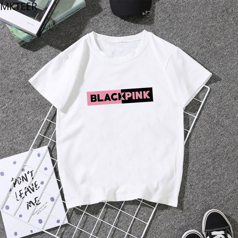 Black Pink logo Casual T-shirt