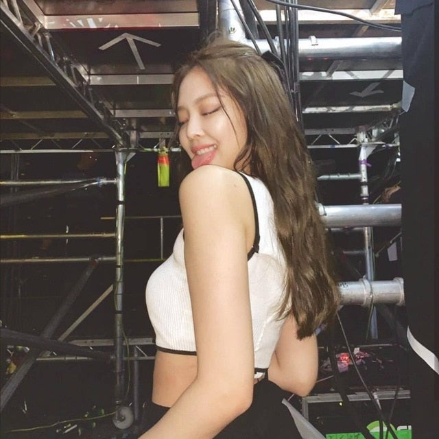 Jennie Concert Wear Sleeveless Vest +Skirt