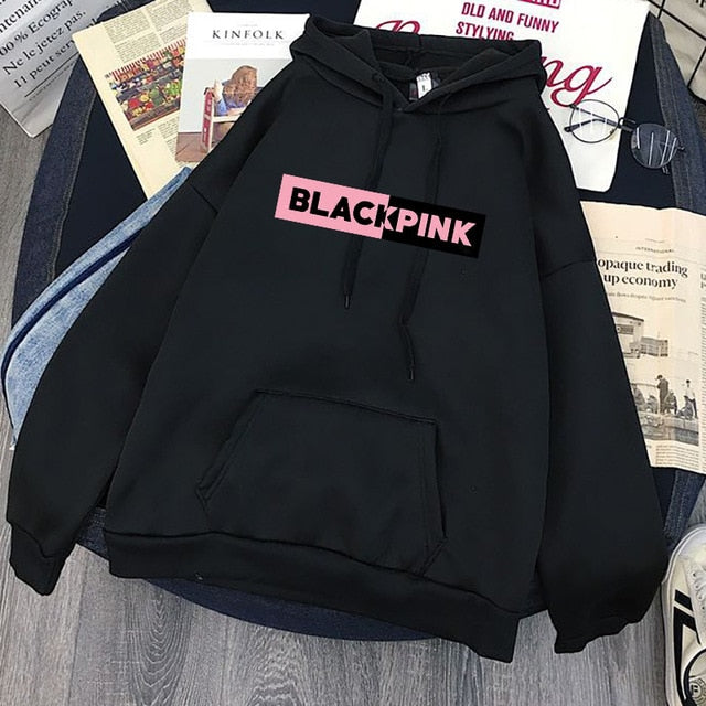 Black Pink Logo Hoodies